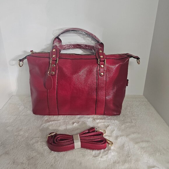 Unbranded Handbags - NWOT Red Faux Leather Crossbody Handbag Classic Preppy Bag Flaws